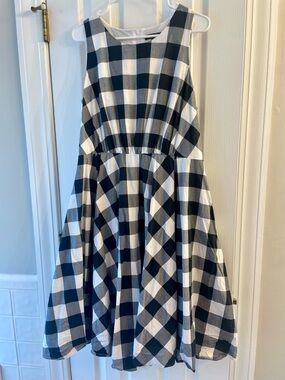 Lane Bryant Black & White Gingham Fit-and-Flare Dress